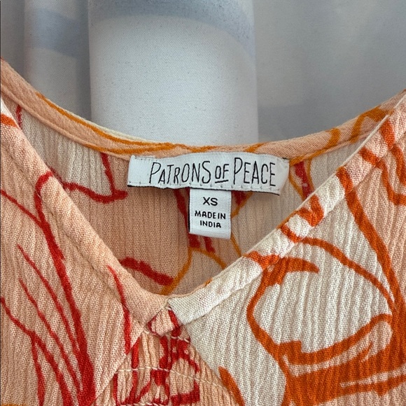 Patrons of Peace Floral Ruffle Crop Top Boho Smocked Rayon XS - Picture 2 of 6